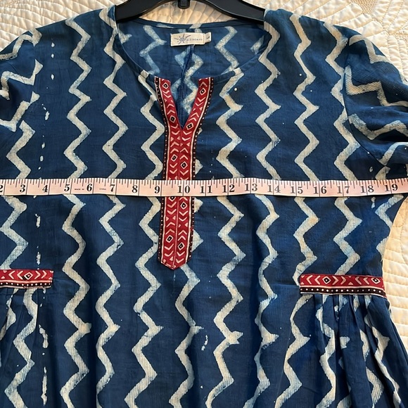 100% Cotton Tunic Blouse 3/4 Sleeve by Blu Nomad - Picture 10 of 12